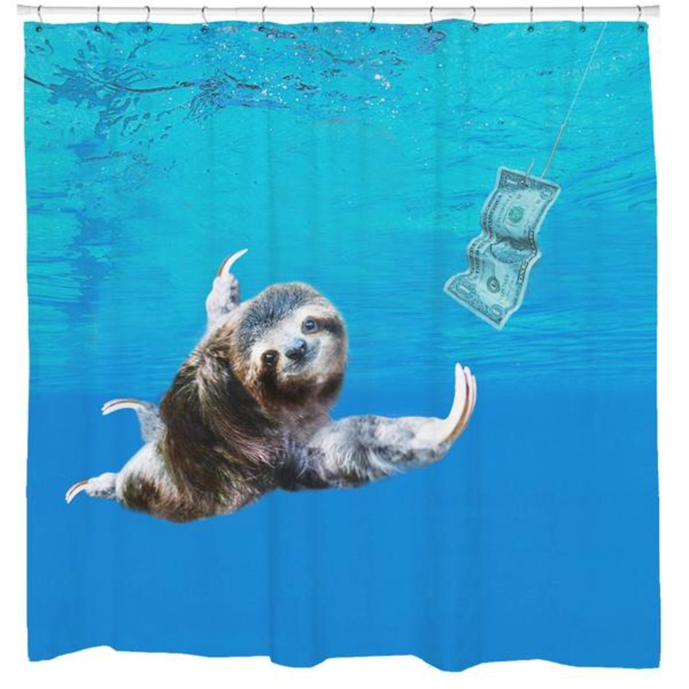 Slothvana Shower Curtain Sharp Shirter Sloth Polyester Includes Plastic Rings